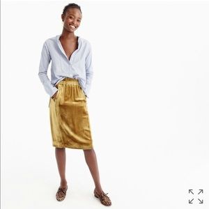 NWT J. Crew Velvet Pull On Skirt Vintage Gold, Sm